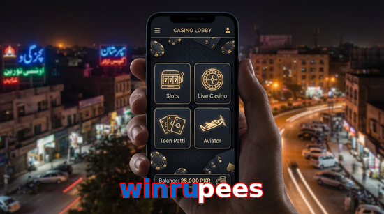 Main screen of Winrupees app page for PK players