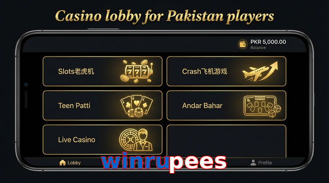 Lobby view of Winrupees for Pakistan users